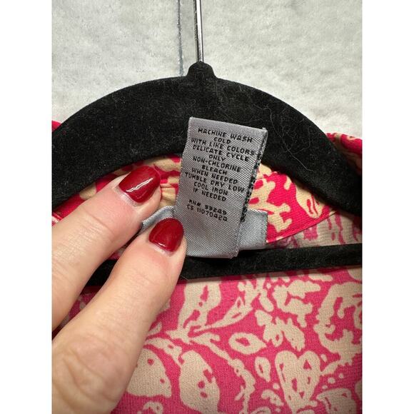 Maggie Barnes for Catherines 3/4 Sleeve Blouse Button Front Pink Tan 3X - Picture 3 of 8